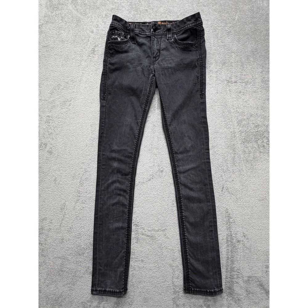 Rock Revival Jeans Womens 27 Black Gray Betty Easy Skinny Fleur de Lis Pockets‎